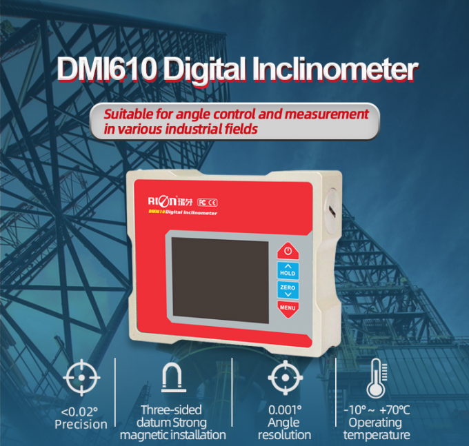 Ось уклономера DMI610 цифровая двойная, экран полного цвета уровня духа транспортира. отсчет 2 осей цифровой для токарного станка